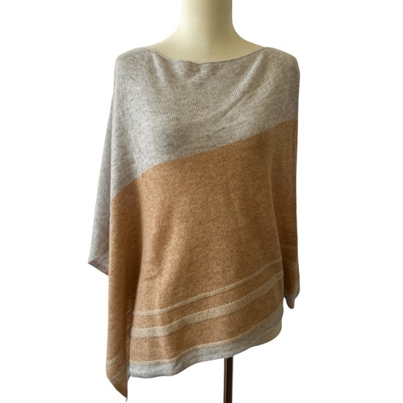 J MCLAUGHLIN BRIDGET PONCHO CASHMERE TEXTURED STRIPE MODERN CHIC ELEGANT… - Picture 2 of 11